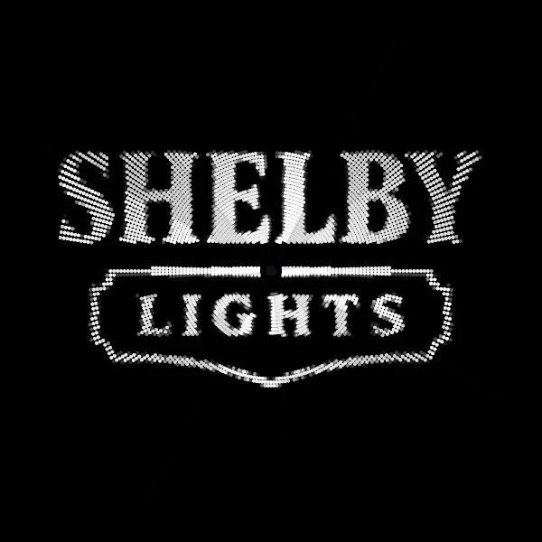 Simulation of spinning LED blades forming the Shelby Lights logo
